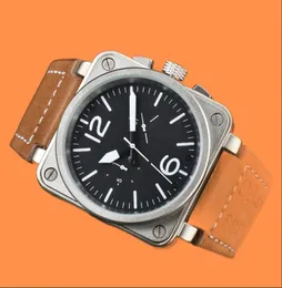 الميكانيكية الرياضية BR Men039s Watch Ross Watch Waterproof World يمكن تشغيل جميع الأيدي الشخصية المعدنية المربعة FU5457618