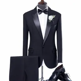 2023 Brand Black Mens Suits Classic Groom Wedding Suit 2 Pieces Set Formal Prom Dinner Blazer Dr Tuxedo Slim Fit Jacket Pants 29ot#