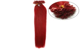 5A whole 1gs 50gpack 16039039 24quot Keratin Stick u Tip Human Hair Extensions Peruvian hair red dhl Fast shipp8508912