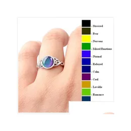 Solitärring, kreativ, temperaturempfindlich, Farbwechsel, Stimmungsringe für Frauen, Vintage-Opal-Edelstein, Hochzeit, Finger, Mode, Emotion, Dhgot