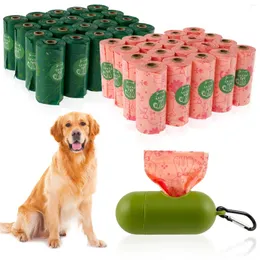 犬アパレル40ロールプープバッグディスペンサーリークプルーフペットPE堆肥化可能な廃棄物強力なポータブルバッグ