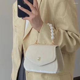 Torby na ramię w stylu vintage mała kwadratowa torba dla kobiet Pearl Chain Ladies Tote torebki