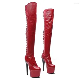Танцевальная обувь LAIJIANJINXIA, 15 см/6 дюймов, женские сапоги выше колена из искусственной кожи на платформе, вечерние, современные сапоги выше колена, 009