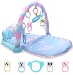 Utveckla matta för nyfödda barn Playmat Baby Gym Toys Education Musical Rugs With Keyboard Frame Hanging Rattles Mirror4006774