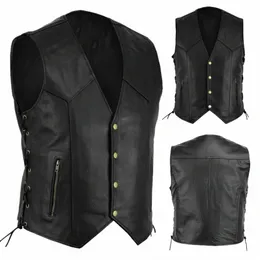 Gilet in pelle da uomo Fi Nuova flotta di motociclisti Gilet in pelle punk Cappotto Stile europeo e americano Bello blazer Gilet Cappotti z72G #