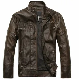 Män pu läderjackor Ny motorcykel Men Cott Coat Autumn Winter Fleece Leather Jacket Jaqueta de Couro Masculina Casual U0x7#