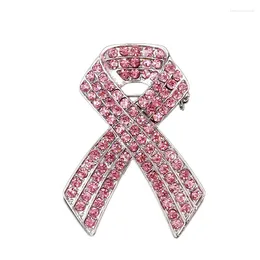 Brooches Pink Rhinestone Bowtie Breast Cancer Awareness Pin Ribbon Brooch Lucky Jewelry