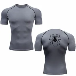 Spider anime print men t-shirt Quick Dry Body Budbleming Shirt lg sleeve compri top gym tirt men men light rgard r8ps#