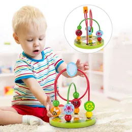 Nowe dziecko drewniane Montessori Maze Circles wokół koralików gry Abacus Math Kids Puzzle Nauka edukacyjna zabawki dla dzieci