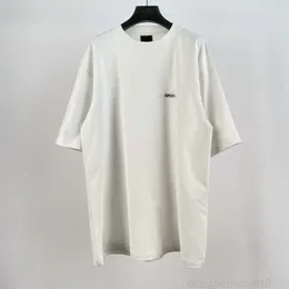 Designer de alta versão B da família BB graffiti shadow manga curta T-shirt cinza e branco esquema de cores OS solto ajuste unissex T-shirt V86A