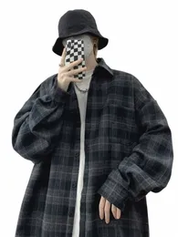 mens giacche retrò classico streetwear primavera autunno plaid colletto rovesciato nostalgico stile americano tuta sportiva maschile per il tempo libero accogliente A8pv #