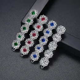 Nuovo fermaglio per capelli retrò Europa e America popolare fermaglio per capelli a una linea con diamanti pieni Zirconi colorati Barrettes Gioielli per feste di nozze Regalo di compleanno di San Valentino spc