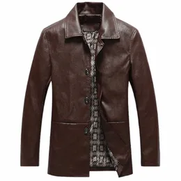 spring Busin Pu Leather Jacket Men Top Grade Designer Casual Fi Faux Leather Jacket Male Biker Classic Outwear Coats k90T#