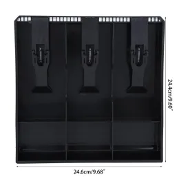 Gavetas K5DC Cash Drawer Register Bandeja de inserção substituição 3 notas 3 moedas para dinheiro pequeno caixa de armazenamento de plástico preto