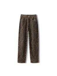 Leopardenmuster-Jeans für Damen, hohe Taille, Vintage-Jeans mit weitem Bein, Streetwear-Mode, Retro, lässig, Y2k-Baggy-Jeans 240312