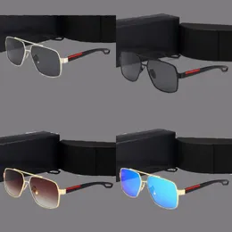 Beliebte Sonnenbrille für Damen, Designer-UV400, polarisierend, blau-braune Linse, Farbverlauf, Luxus-Brille, Metallrahmen, ausgehöhlte Spiegelbeine, Brille, Rechteck, GA0126 C4