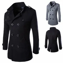 Мужские пальто, тренчи, зимние мужские полупальто, двубортное полушерстяное пальто, брендовая одежда W01 e1TR #