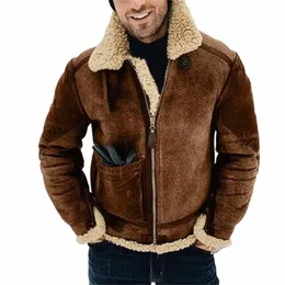 2023 Winter Thick Fleece Imitati Leather Jacket Fi Biker Style Jacket Men'S Windbreaker Leather Jacket Coats Ropa Hombre a5hV#