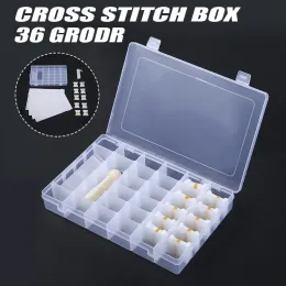 Lagring Plastic 36Grit broderi Floss Cross Stitch Storage Box + 100st Thread Bobbins + 1 Floss Winder för DIY Syverktygsarrangör