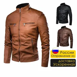 Zrez Men Autumn Brand New Causal Vintage Skórzany płaszcz Mężczyzn Spring Outfit Design Motor Biker Kieszeń PU skórzana kurtka Mężczyźni 08ti#