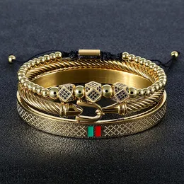 Marca de luxo vermelho verde micro zircônia pulseiras pulseiras aço inoxidável conjunto jóias masculino feminino cabo fio preto pulseira amante presente 240312