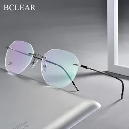 Ultralight Alloy Randless Männer Brille Rahmen Rahmen Square Brille Myopia Rezeptrahmen für Frauen Optical Eye Glass 240401