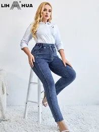 Lih Hua Womens Plus Size Jeans Autumn Cotton Stretch Cotton Brouldsons Denim Jeans 240315