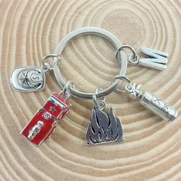 Keychains Fire Trucks Extinguishers Hats Department Firefighters Letters A-Z Men's Jewelry Pendants