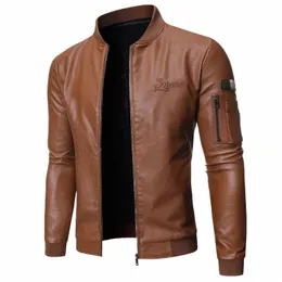 2023 varumärke kläder män smal fit läderjacka motorcykel faux läderjackor couro vinterrock män varma pu jackor s-3xl h8oy#