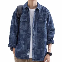 Wiosenna jesień Nowy trend temperamentu FI Japońska kurtka jeansowa Man prosta luźna luźna męska topy streetwear ubrania m1pt#
