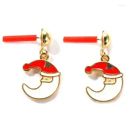 Dingle örhängen mode Santa Cute Moon Stud Drop For Women Girls Classic Design Ear Jewelry Gifts