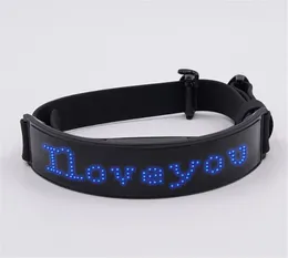 Dog Collars Pet LED Display Screen Collar Glowing Subtitles Imitation Leather Rechargeable Pet Collar