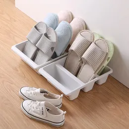 new 2024 Simple Modern Nordic Style Vertical Economy Slippers Rack Space Organizer Plastic Shoe Cabinet Home Hotel Shoes Holder Storage 1.
