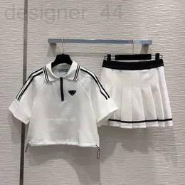 Two Piece Dress designer womens sportswear luxury dress t shirt suit embroidered pleated skirt poshirt summer short two pieset cotton suits 3T9T