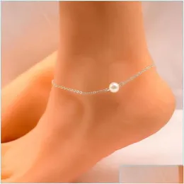 Anklets Beach Pearl Foot Chain Female Simple Fashion Creative Anklet Bracelet for Women Jewelry Drop Drop Droper