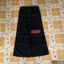 Jeans da uomo Y2K Streetwear Pantaloni oversize con tasche grandi Pantaloni hip-hop Lettera Grafica Baggy Uomo Donna Pantaloni larghi a vita alta Harajuku Drop D Otkqr