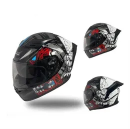 Jiekai capacete de corrida de motocicleta, personalidade, quatro estações, homens e mulheres, lente dupla, capacete completo 6290998