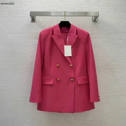 Markenanzug für Damen, Mantel, Designer-Damenmode, Abendjacke, langärmeliger rosa Blazer, Umlegekragen, eleganter Mantel, 27. März