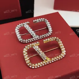 Luxo, letras, Incorporar, cristal, letras, broche de designer, ouro/prata, 2 cores, alta qualidade, clássico, broche, joias femininas, pode combinar com tudo