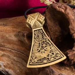 JF084 Viking Axe Necklace Norse Engraved Special Symbol Pattern viking Amulet Pendant Vintage Necklaces Women Jewelry217G