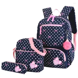 Sacos escolares conjunto infantil bonito princesa mochila bolsa de ombro lápis caso 3 peças terno pacote de armazenamento à prova d'água para meninas