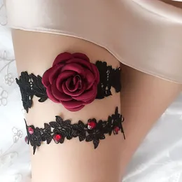 2st/Set Wedding Garters Lace broderi Floral Sexiga Garters Kvinnor/Brudlår Ring Brud Elastic ben strumpeband