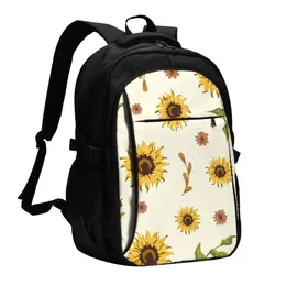 Rucksack, Sonnenblume, großes Fassungsvermögen, Schule, Notebook, modisch, wasserdicht, verstellbar, für Reisen, Sport