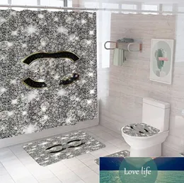 Bathroom Sets Shower Curtain Set Waterproof Washroom Bath Curtains Lid Toilet Cover Mat NonSlip Pedestal Top Quality