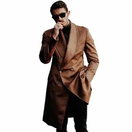 high End Brown Lg Men's Suit Jacket, Popular Fi Double Breasted Male Handsome Top Blazer for Men w1RK#