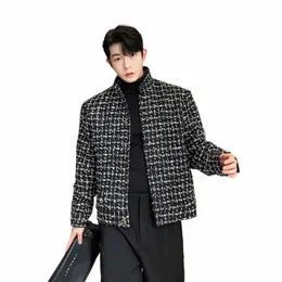 Noymei Woolen Coreano Design Outono / Inverno Nova Pequena Fragrância Jaqueta Tendência Fi Persalizado Casual Masculino Casaco Curto WA G52B #