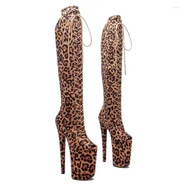 Tanzschuhe Auman Ale 23 cm/9 Zoll Leopard Obermaterial Sexy exotische High Heel Plattform Party Frauen Stiefel Pole 045