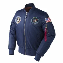 الشتاء Apollo 100th SPACE SHOPTTLE MISSION SHITY MA1 BOMBER HIPHOP US Air Force Pilot Warm Eversive Flight Jacket for Men J7OQ#