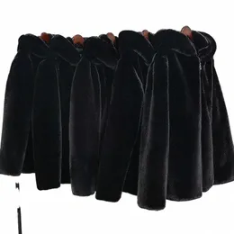 秋の冬の男性フェイクファーコート黒い偽のファーミンクファーファージャケット特大メンズプラッシュふわふわしたフード付きウィンドブレイカージップアップトップオーバーコート79oo＃