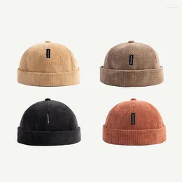 Berets Homens Chapéus Mulheres Docker Cap Beanie Marinheiro Chapéu Rolado Cuff Retro Brimless Ajustável Hip Hop Harajuku Casual